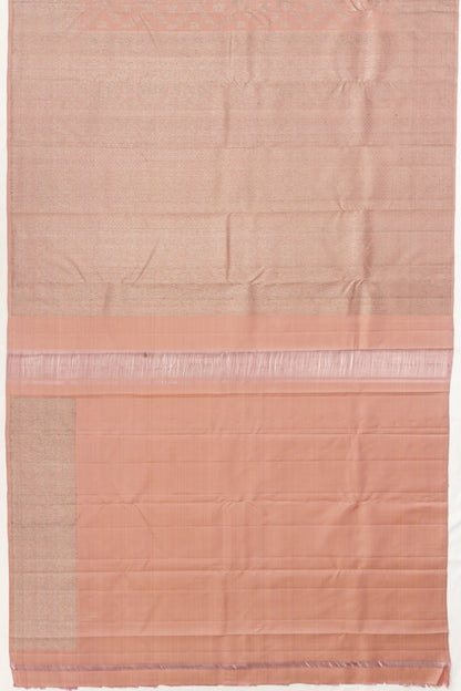 Kanchipuram Silk Antique Zari Jaal And Butta Peach Saree