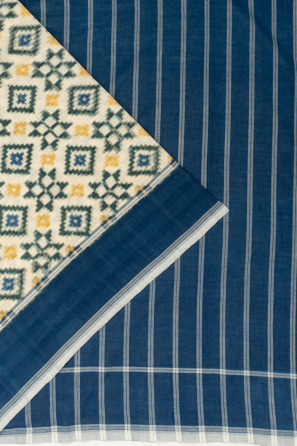 Telia Rumal Pochampally Cotton Double Ikat White Saree