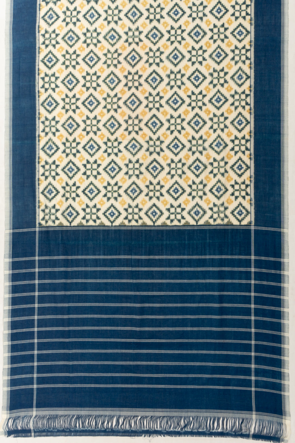 Telia Rumal Pochampally Cotton Double Ikat White Saree