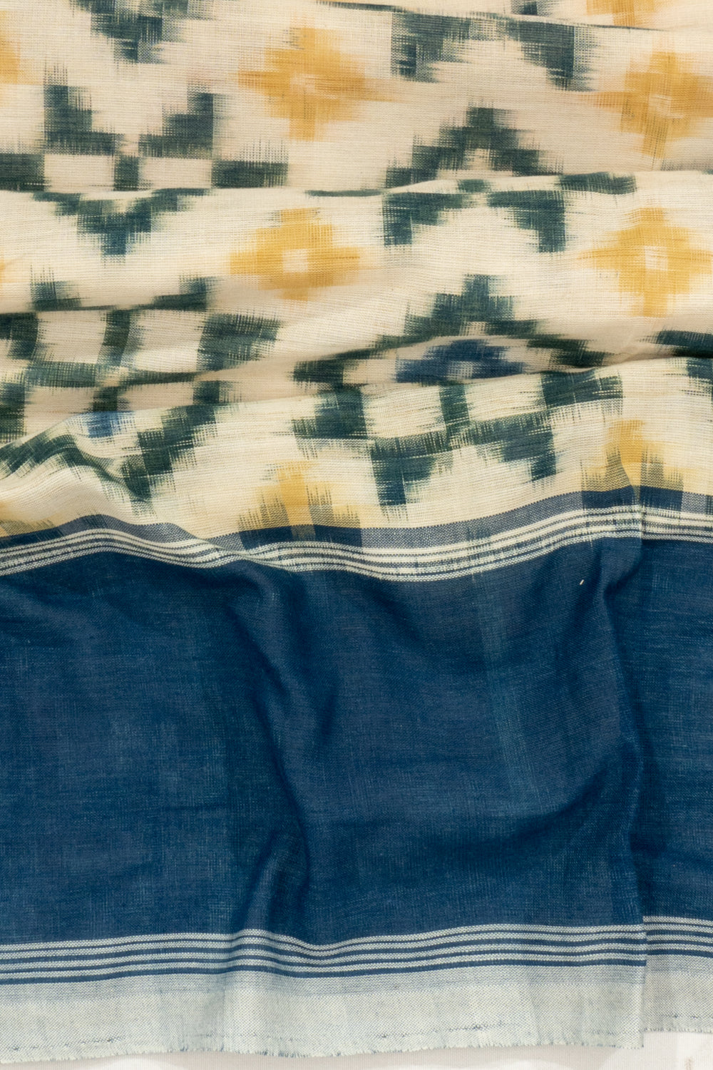 Telia Rumal Pochampally Cotton Double Ikat White Saree