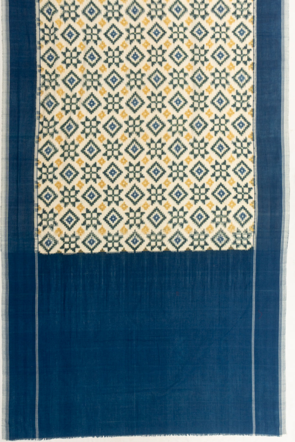 Telia Rumal Pochampally Cotton Double Ikat White Saree