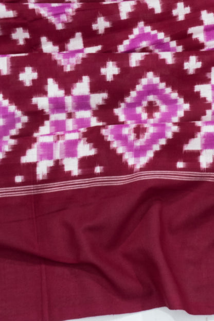 Telia Rumal Natural Dye Pochampally Cotton Double Ikat Purple Saree