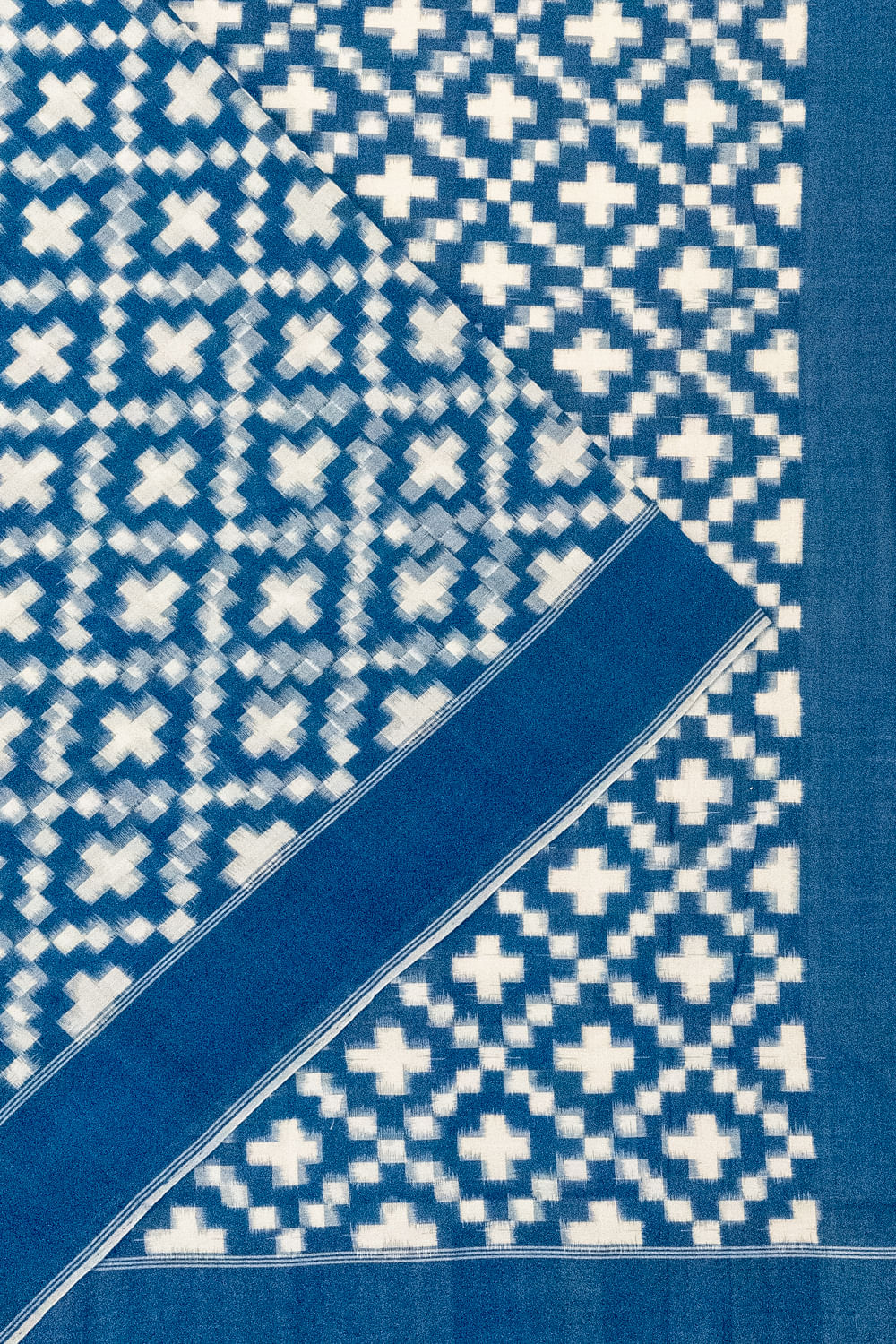 Pochampally Cotton Double Ikat Blue Saree