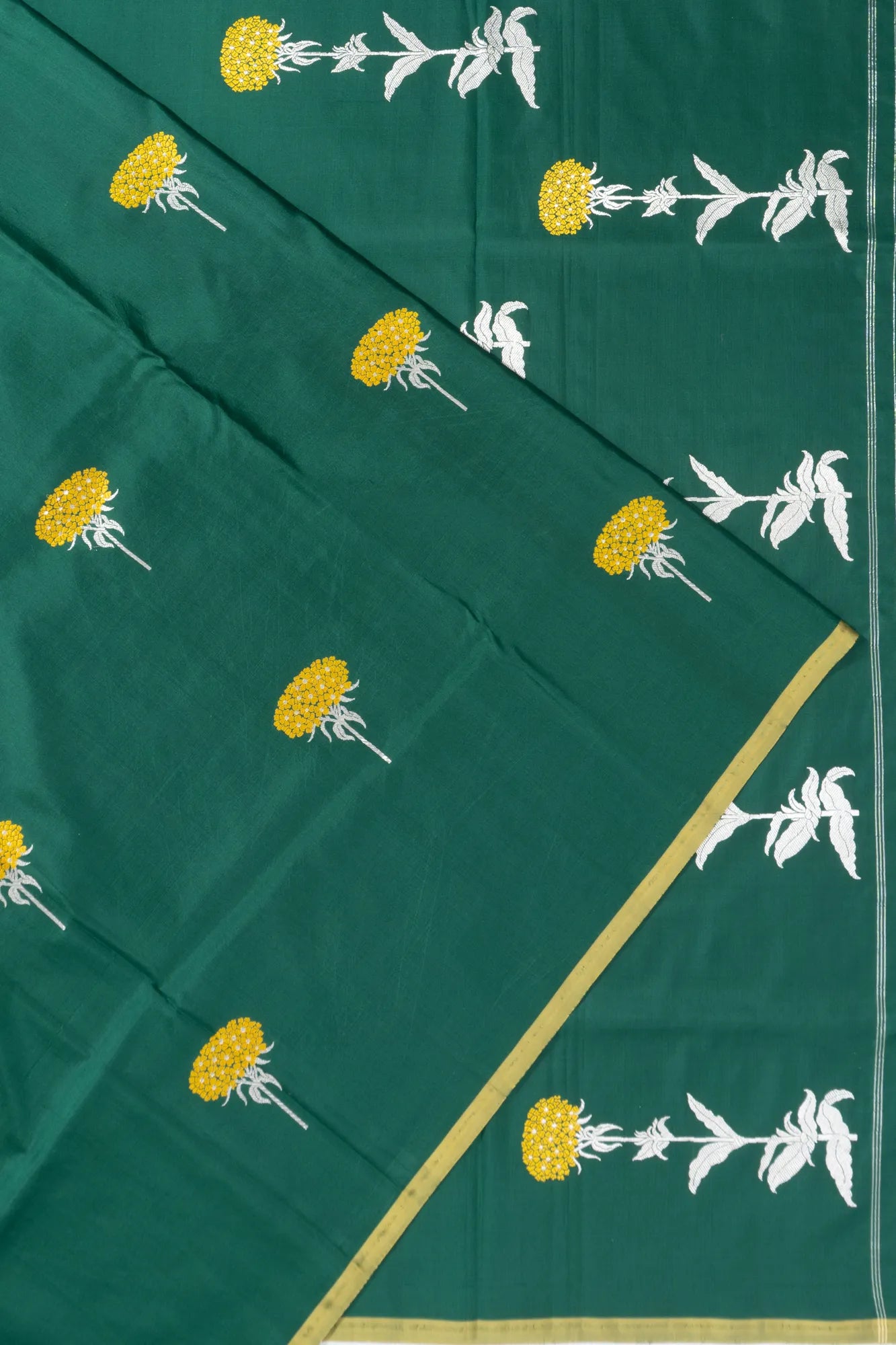 Banarasi Silk Butta Dark Green Saree