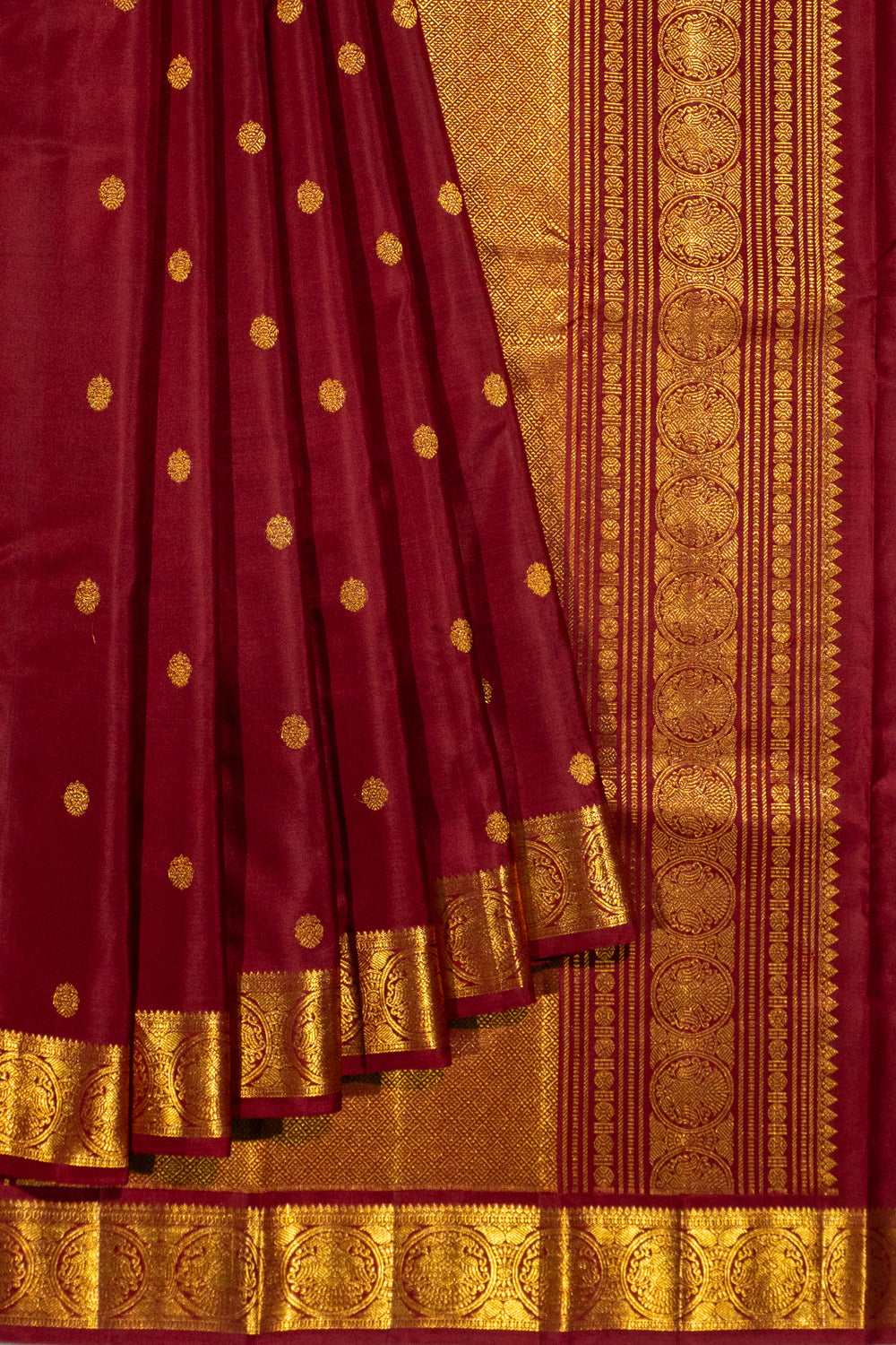 Kanchipuram Silk Butta Maroon Saree 1214825162