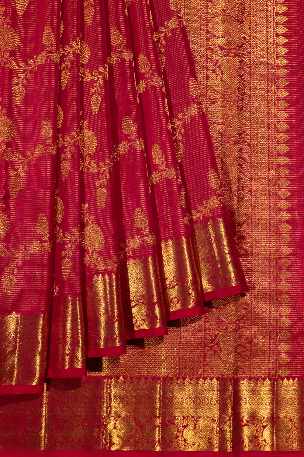 Kanchipuram Silk Oosi Lines And Jaal Pink Saree 1214825167