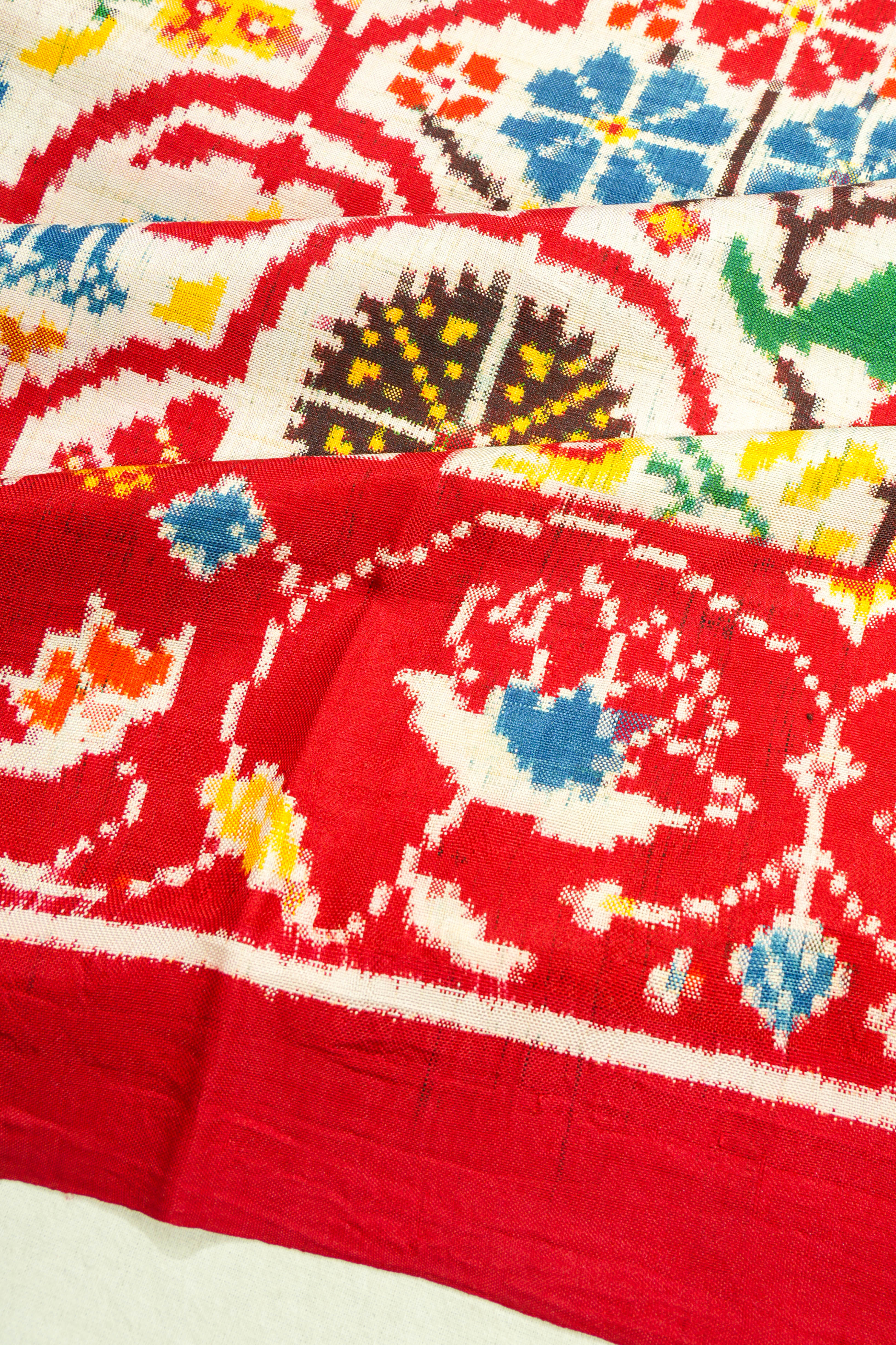 Patan Patola Silk Double Ikat White Saree