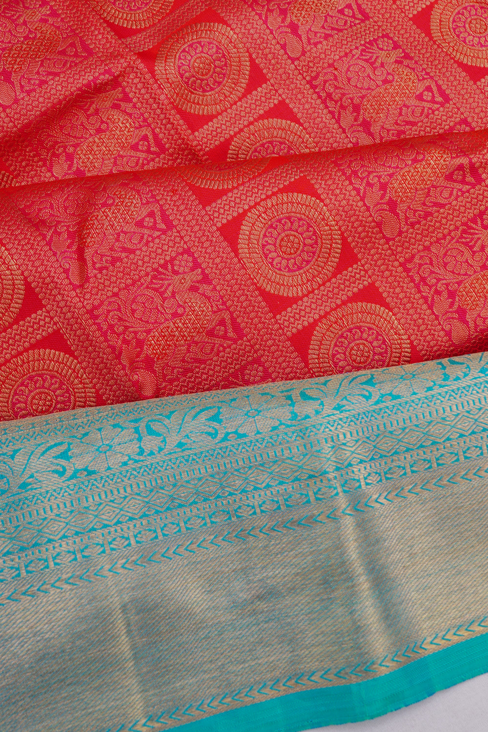 Kanchipuram Silk Checks And Butta Red Saree