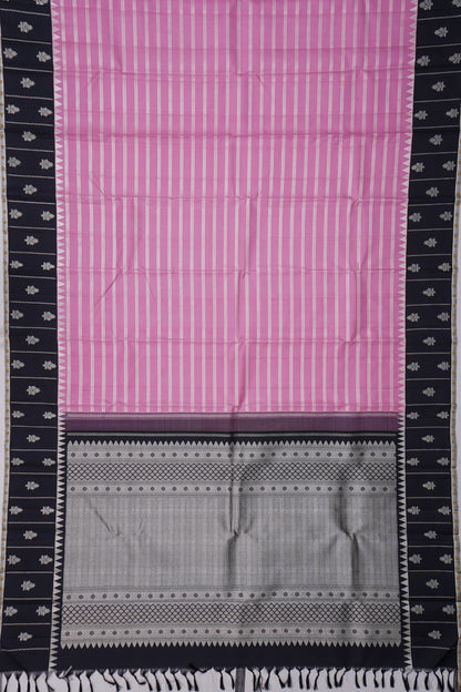 Classic Kanchipuram Silk Lines Pink Saree