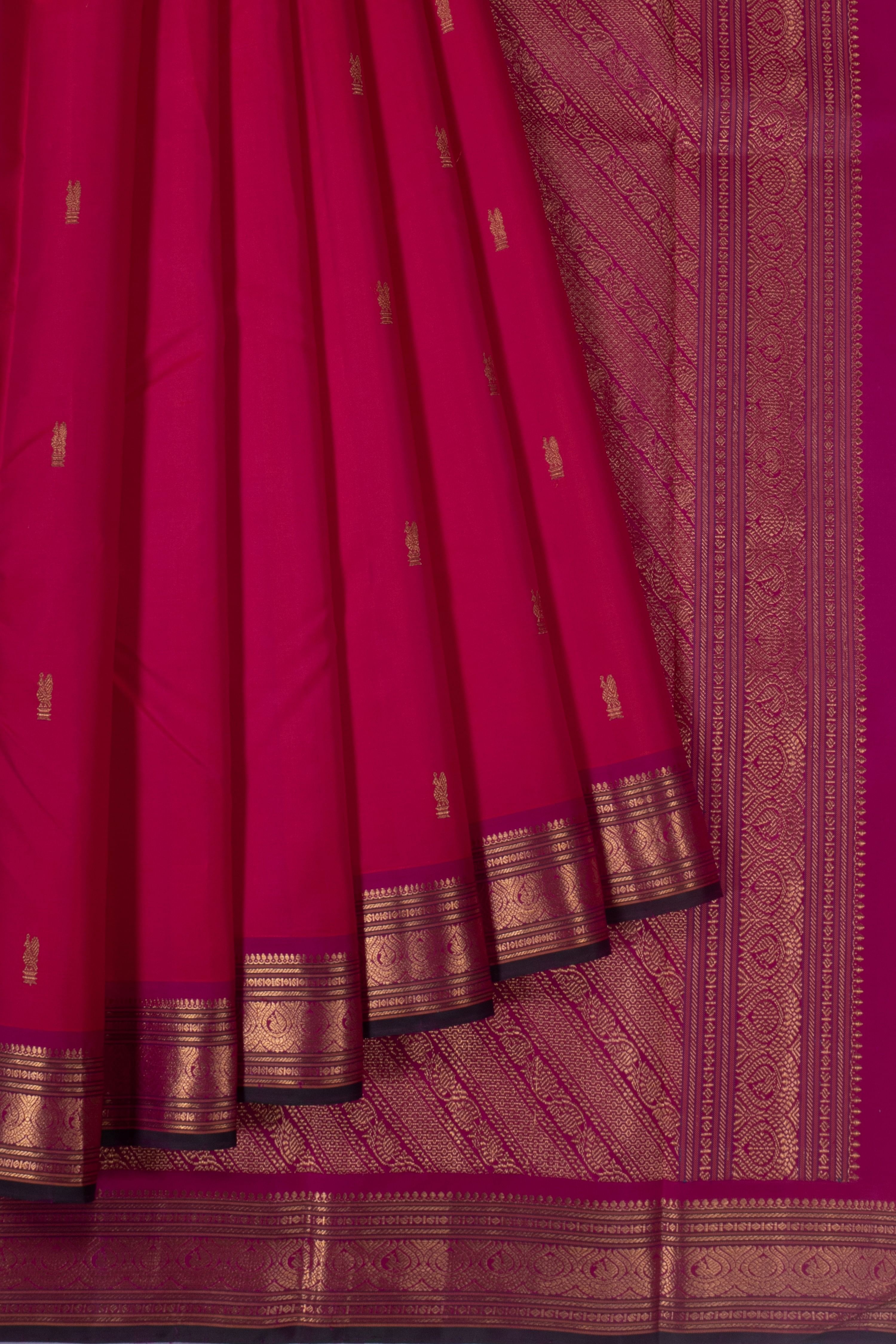 Kanchipuram Silk Butta Rani Pink Saree