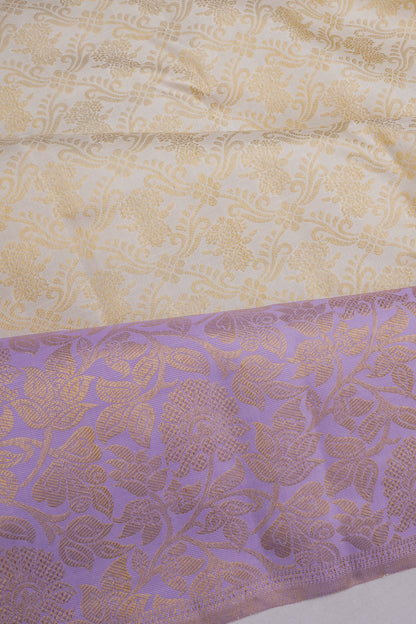 Kanchipuram Silk Brocade White Saree