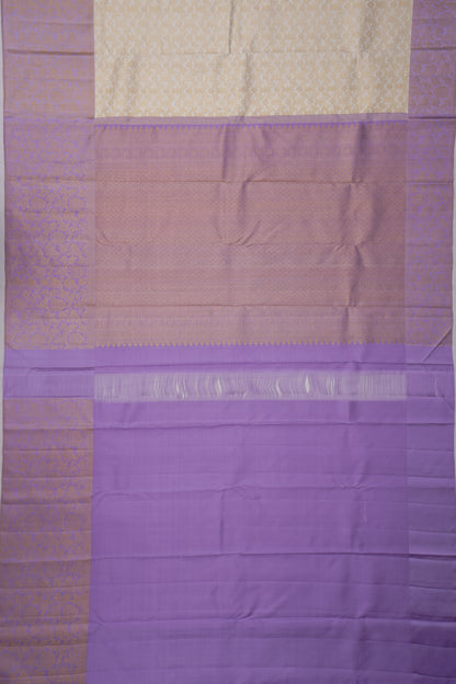 Kanchipuram Silk Brocade White Saree
