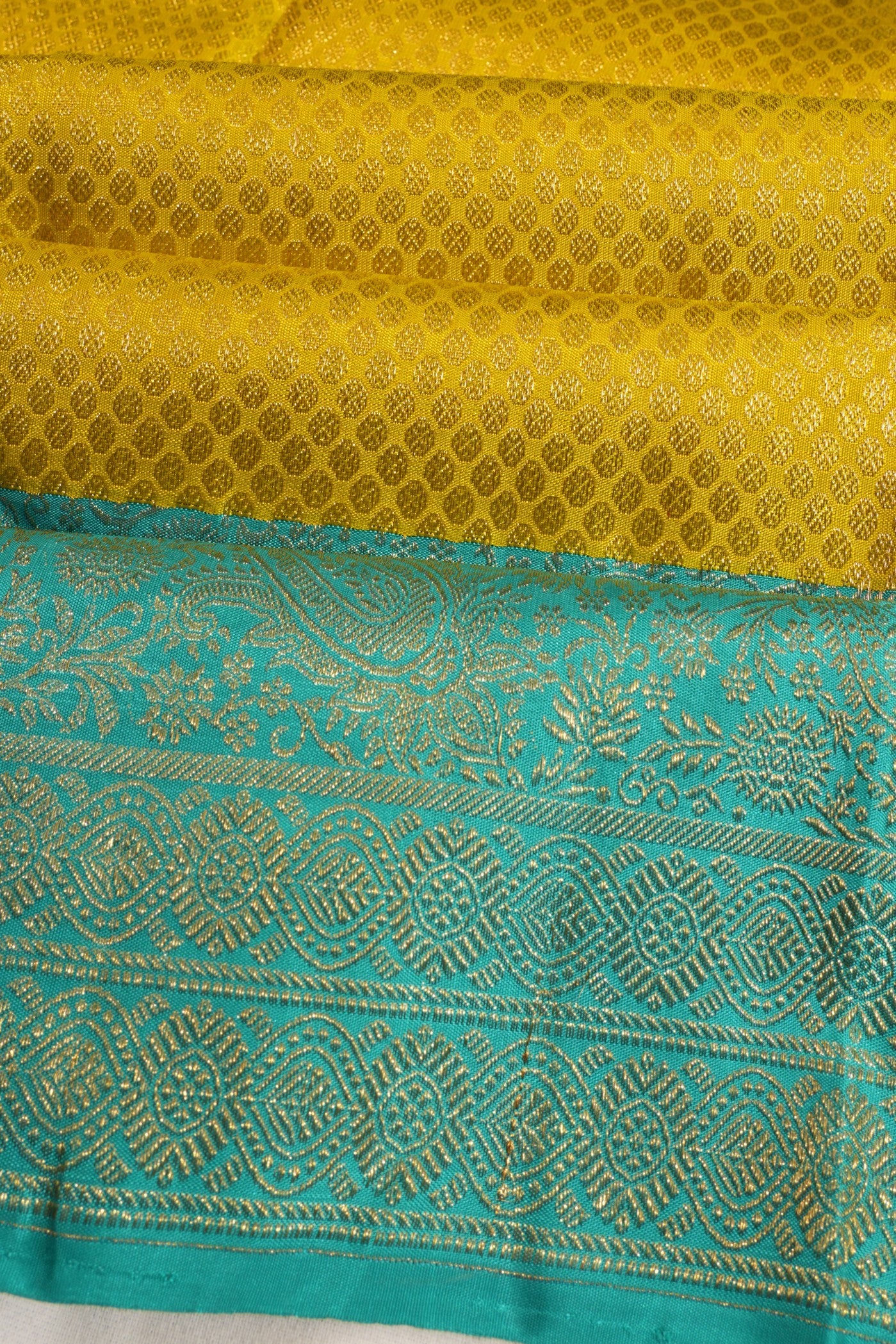 Kanchipuram Silk Brocade Yellow Saree