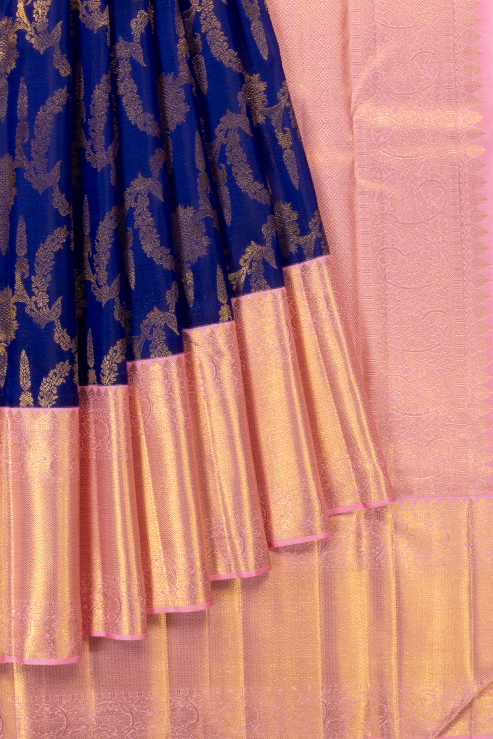 Kanchipuram Silk Jaal Royal Blue Saree