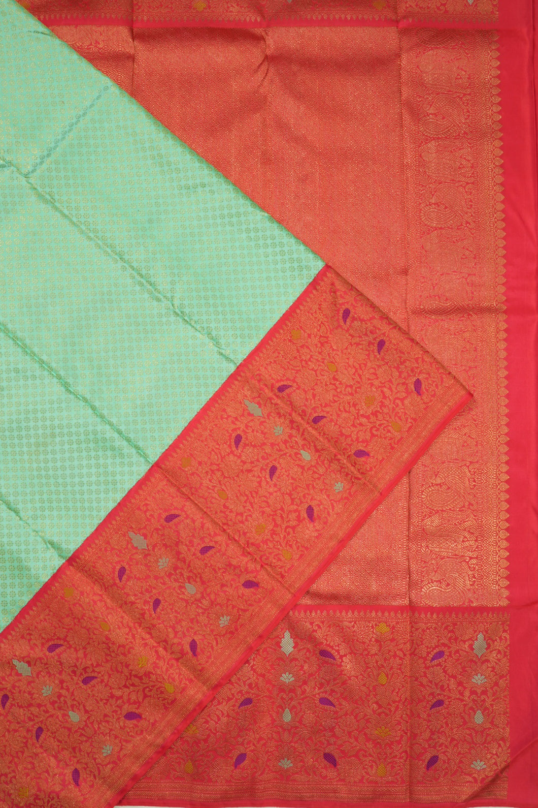 Kanchipuram Silk Brocade Sea Green Saree