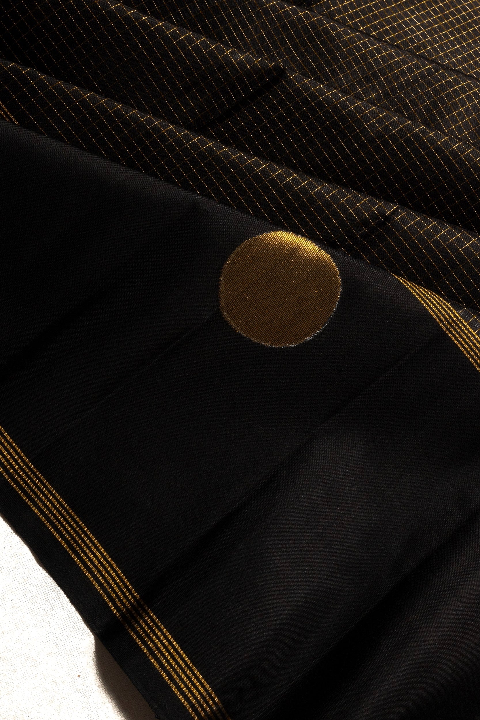 Kanchipuram Silk Checks Black Saree 1214828430