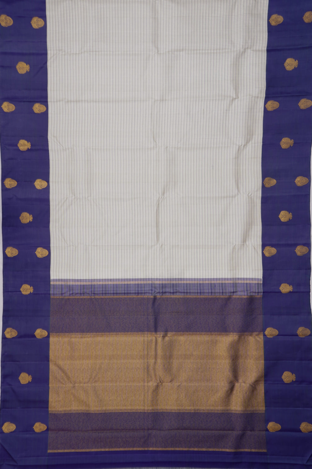 Kanchipuram Silk Checks Off White Saree