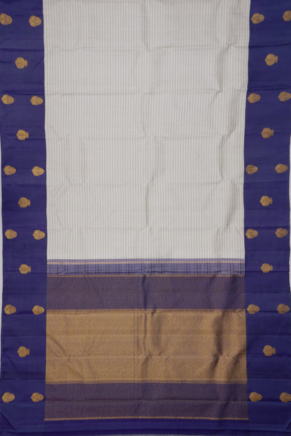 Kanchipuram Silk Checks Off White Saree