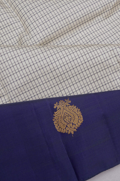 Kanchipuram Silk Checks Off White Saree