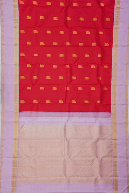 Kanchipuram Silk Butta Maroon Saree With Rettai Pattu Border