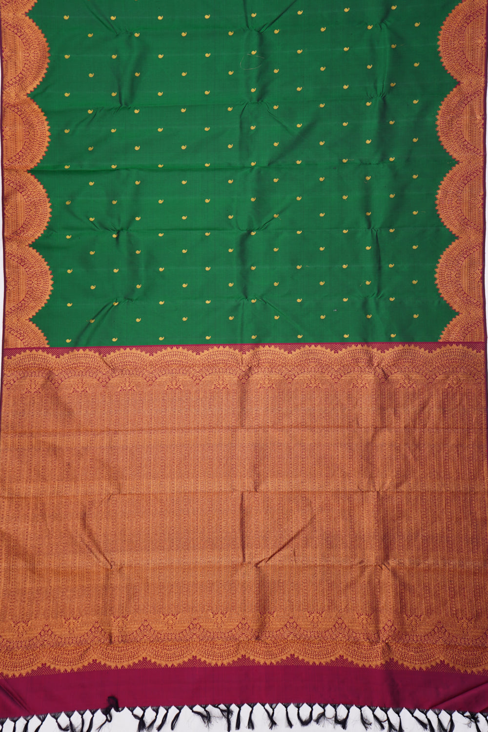 Kanchipuram Silk Butta Dark Green Saree