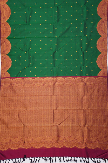 Kanchipuram Silk Butta Dark Green Saree