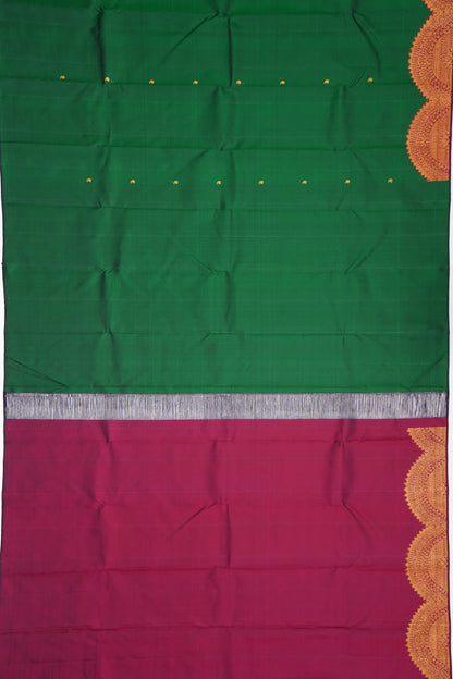 Kanchipuram Silk Butta Dark Green Saree
