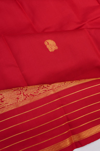 Kanchipuram Silk Paisley Butta Red Saree With Classic Border