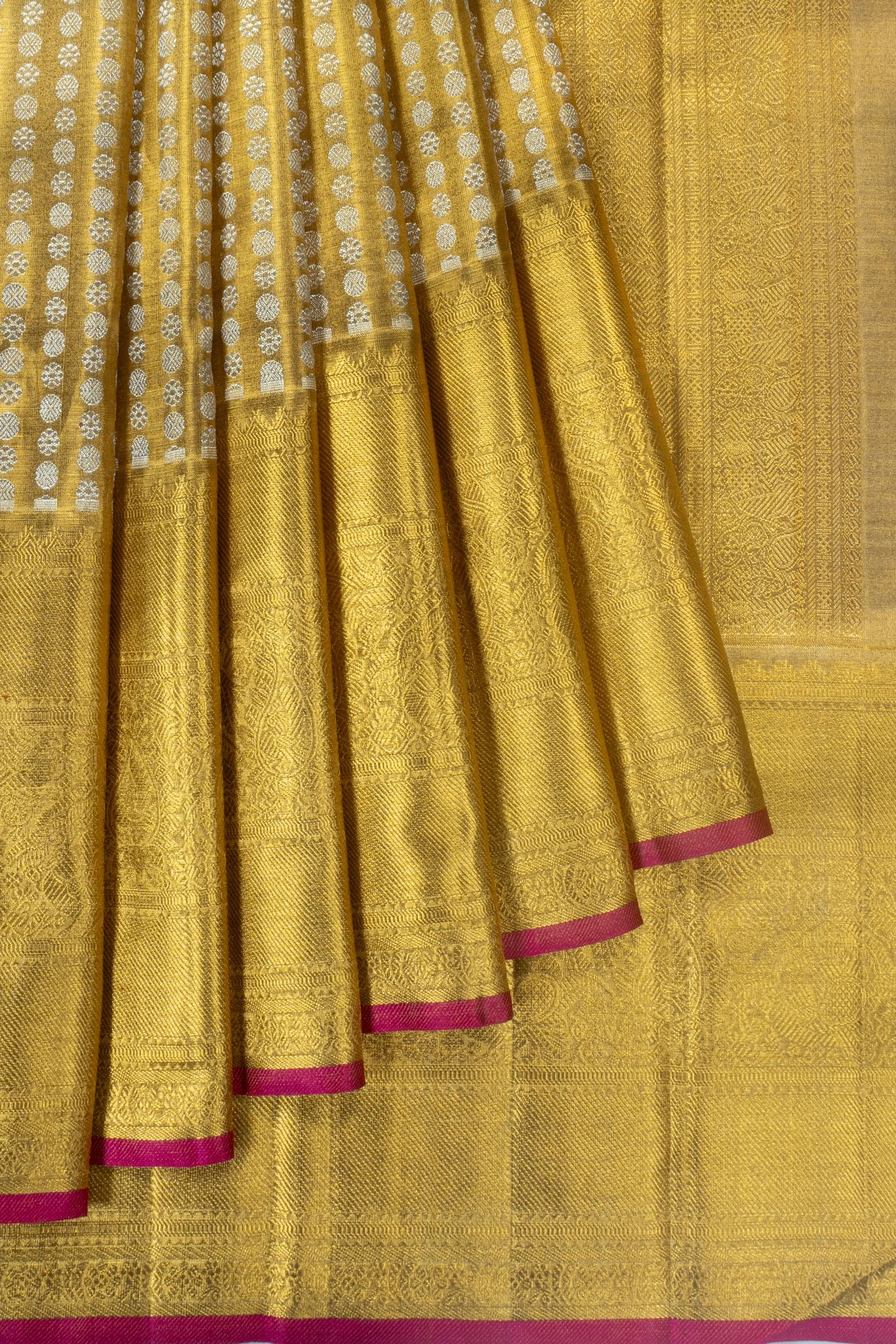 Kanchipuram Silk Tissue Brocade Gold Saree