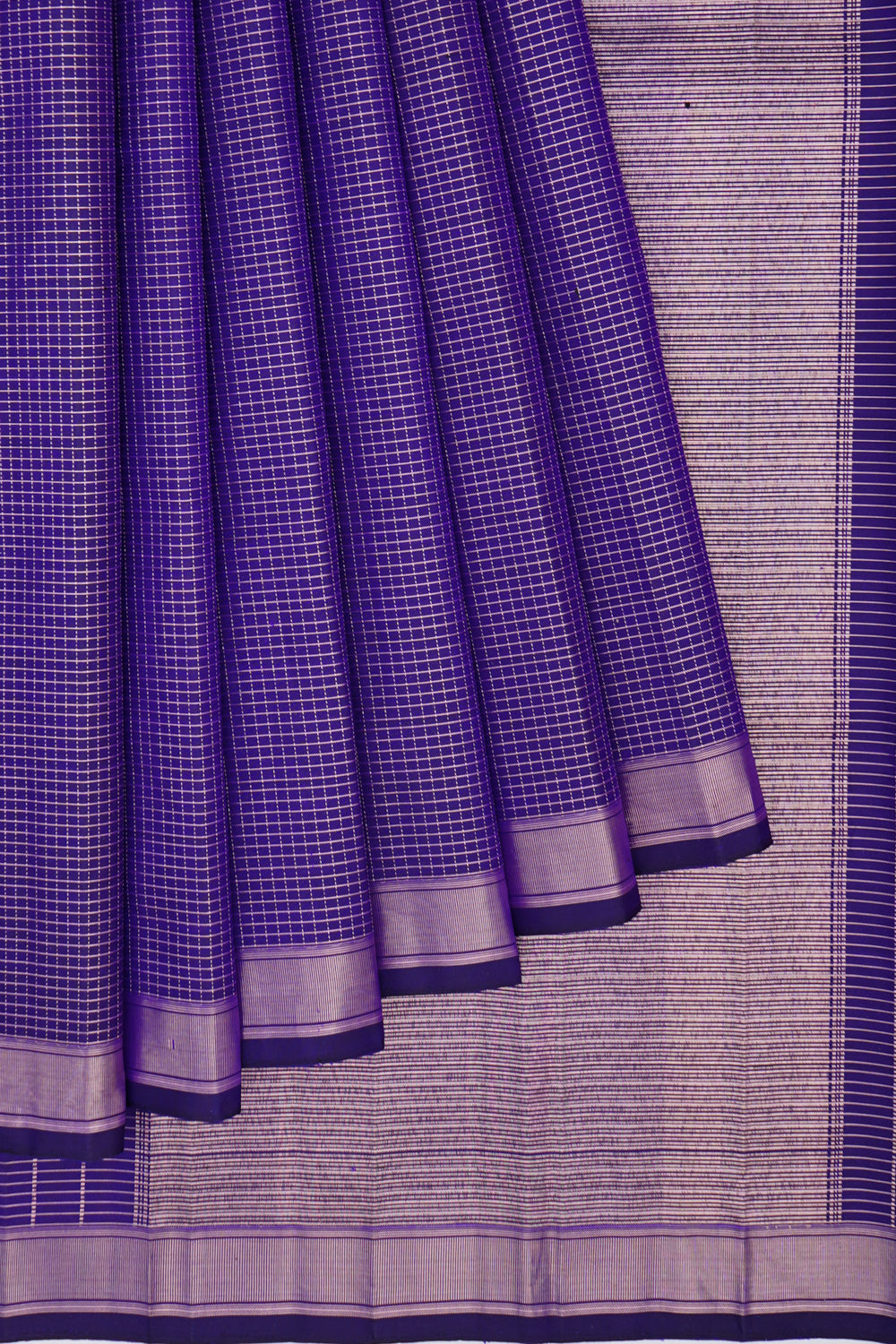 Kanchipuram Silk Kattam Checks Royal Blue Saree