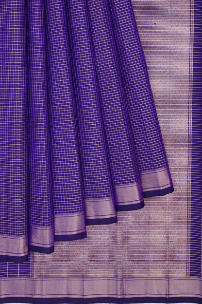 Kanchipuram Silk Kattam Checks Royal Blue Saree