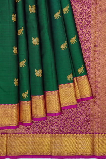 Kanchipuram Silk Butta Dark Green Saree
