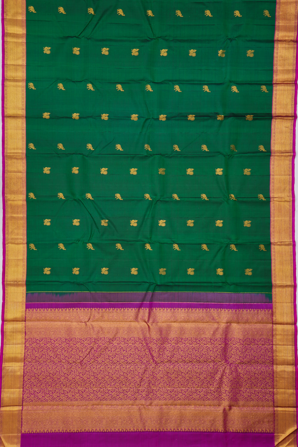 Kanchipuram Silk Butta Dark Green Saree