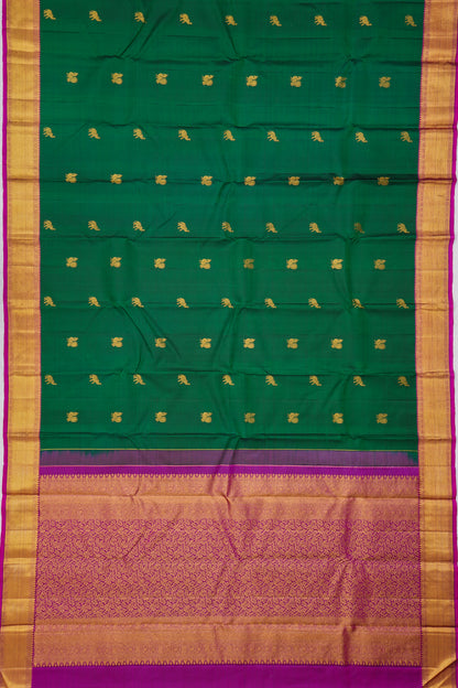 Kanchipuram Silk Butta Dark Green Saree