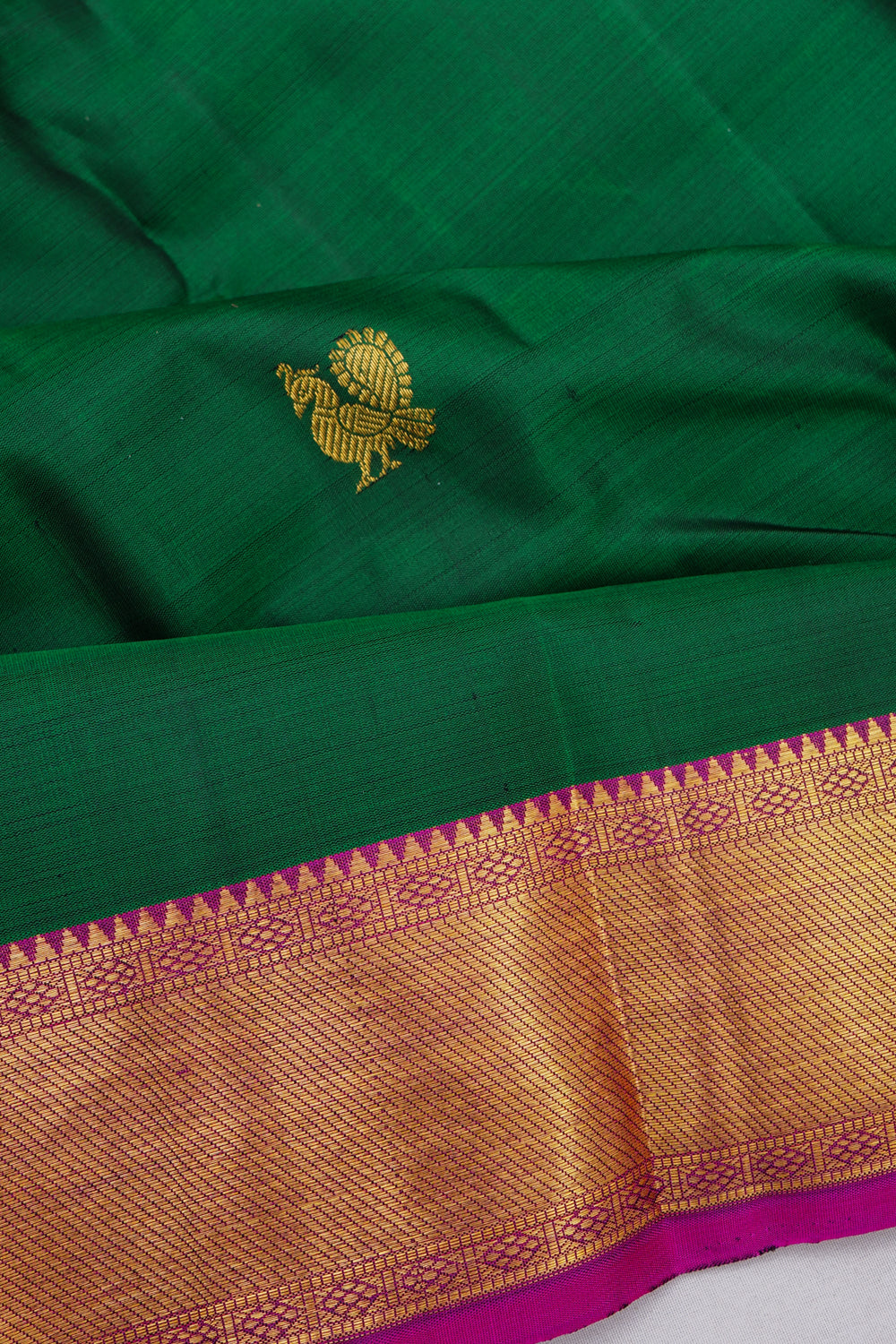 Kanchipuram Silk Butta Dark Green Saree