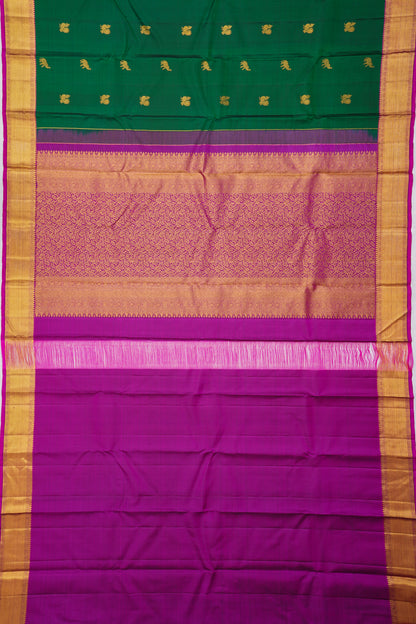 Kanchipuram Silk Butta Dark Green Saree