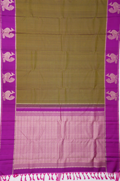 Kanchipuram Silk Kattam Checks Green Saree
