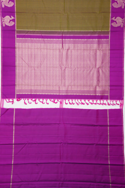 Kanchipuram Silk Kattam Checks Green Saree
