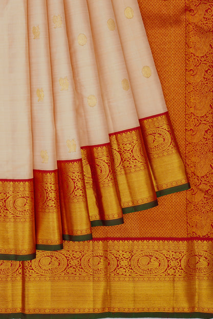 Kanchipuram Silk Butta Cream Saree