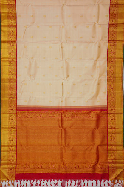 Kanchipuram Silk Butta Cream Saree