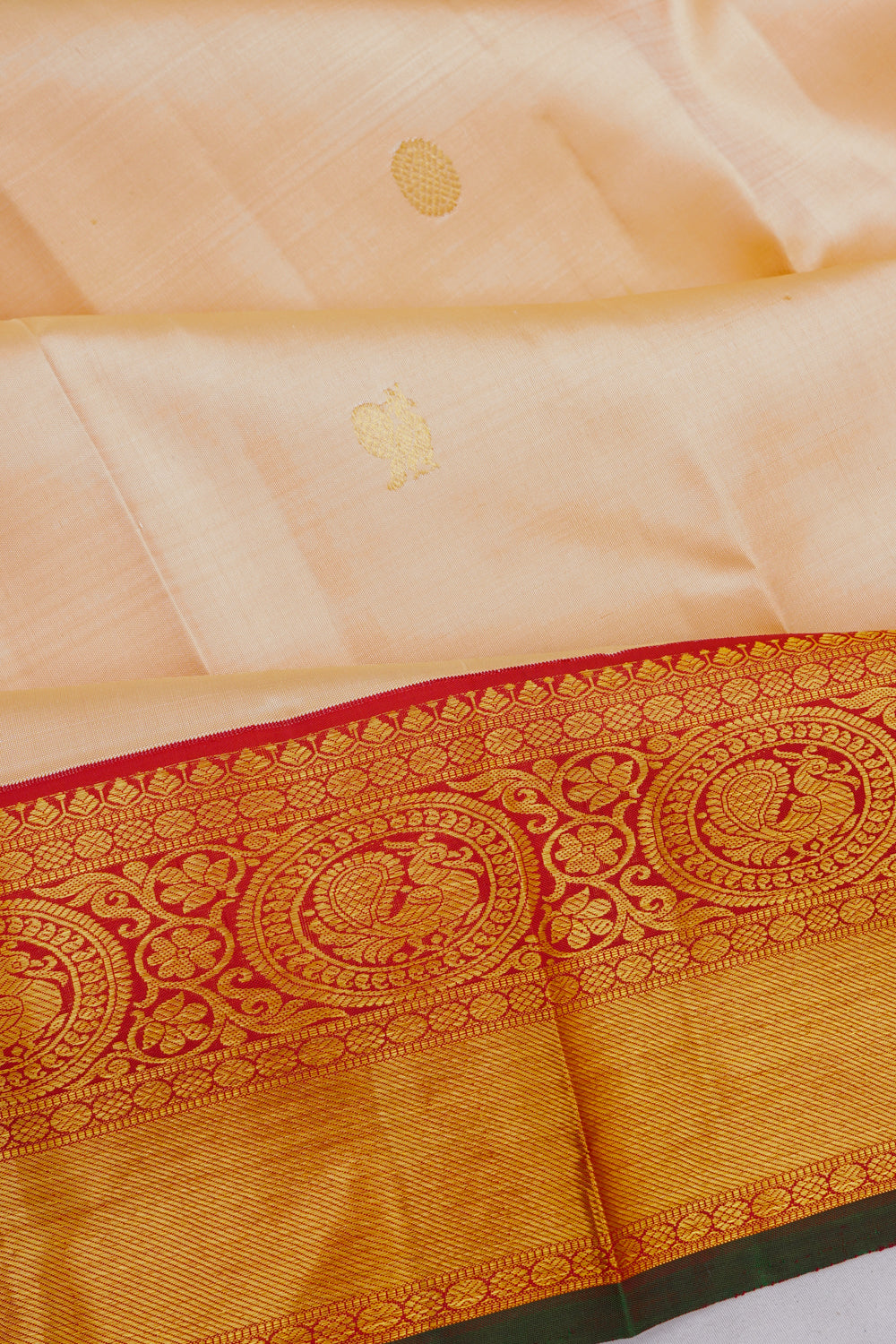 Kanchipuram Silk Butta Cream Saree