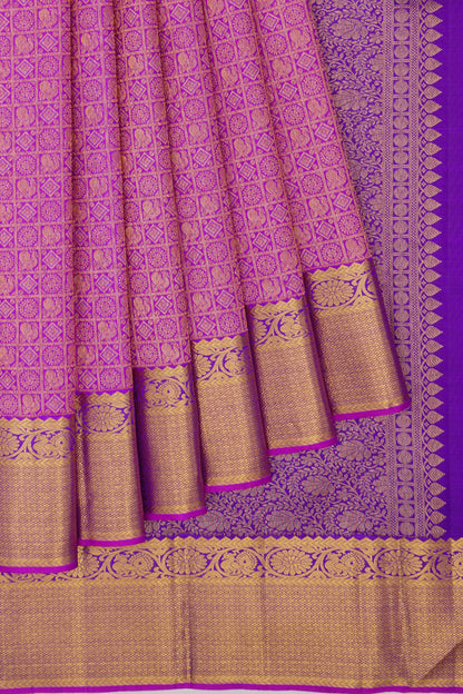 Kanchipuram Silk Brocade Pink Saree