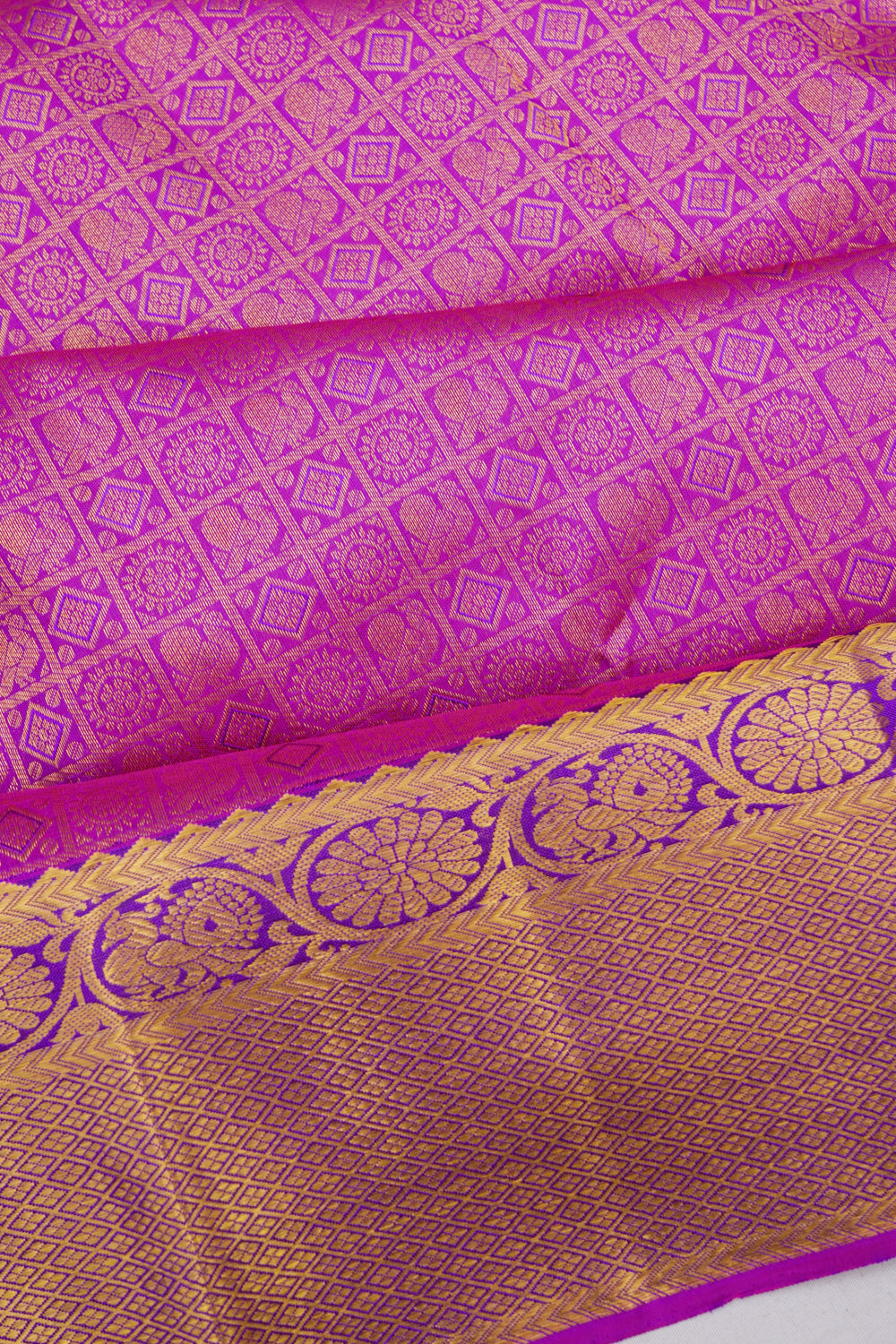 Kanchipuram Silk Brocade Pink Saree