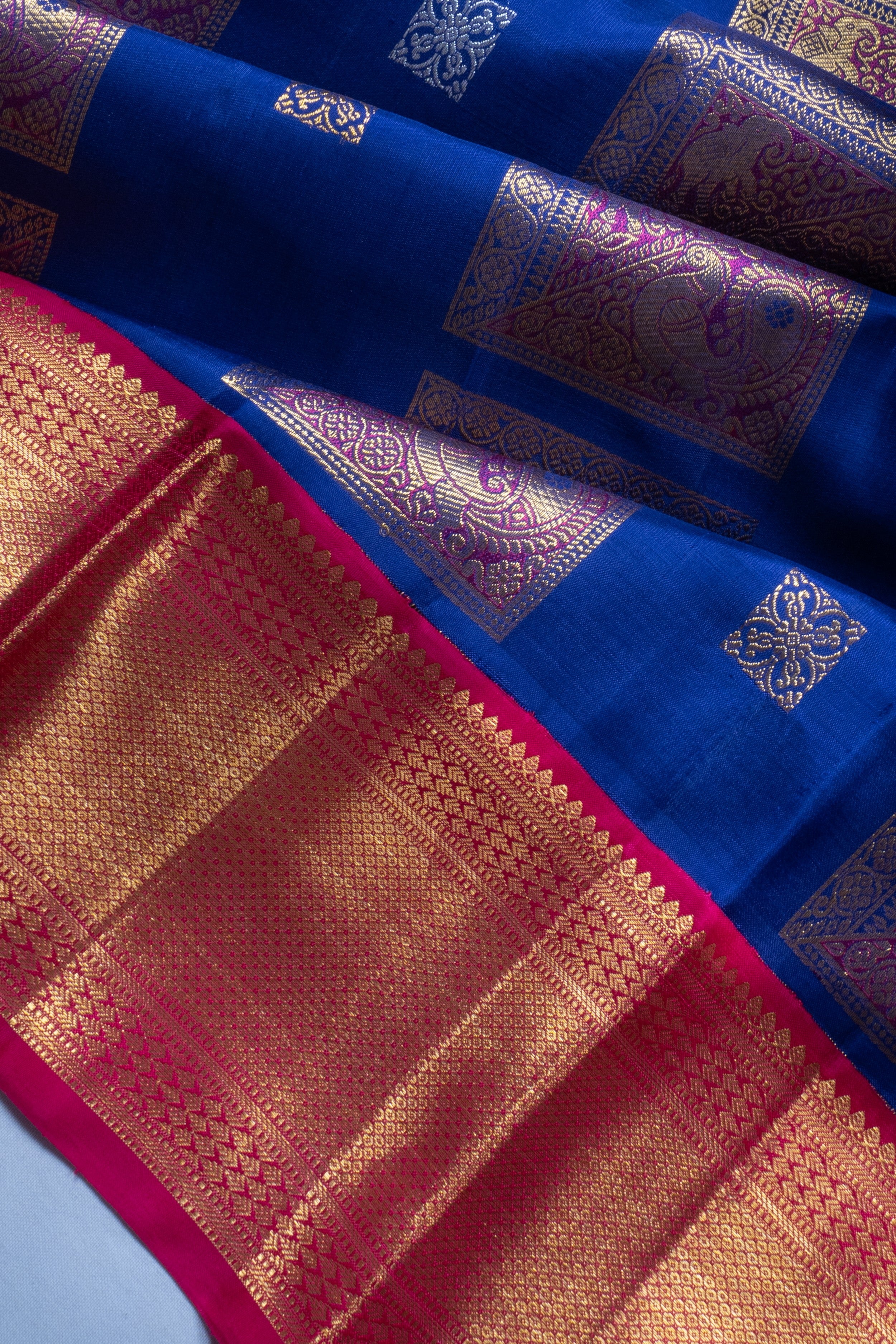 Kanchipuram Silk Brocade Royal Blue Saree 1214830121
