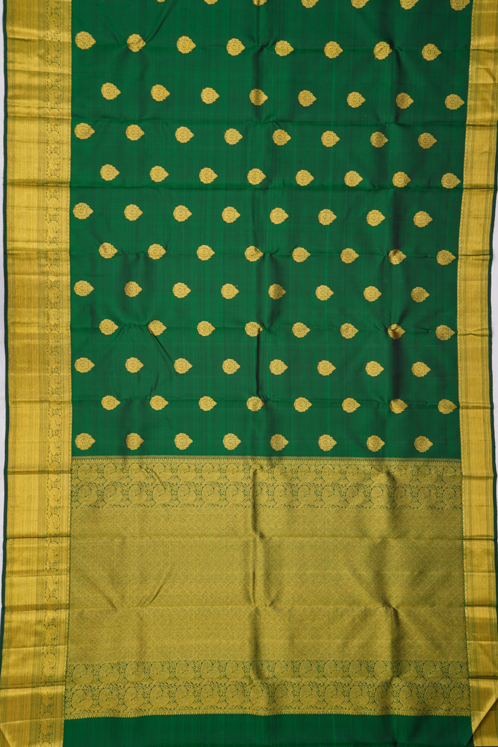 Kanchipuram Silk Butta Bottle Green Saree