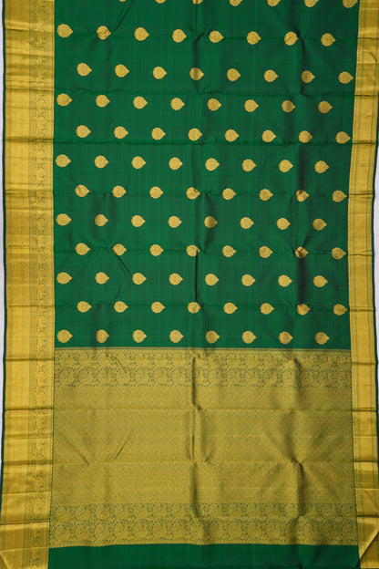 Kanchipuram Silk Butta Bottle Green Saree