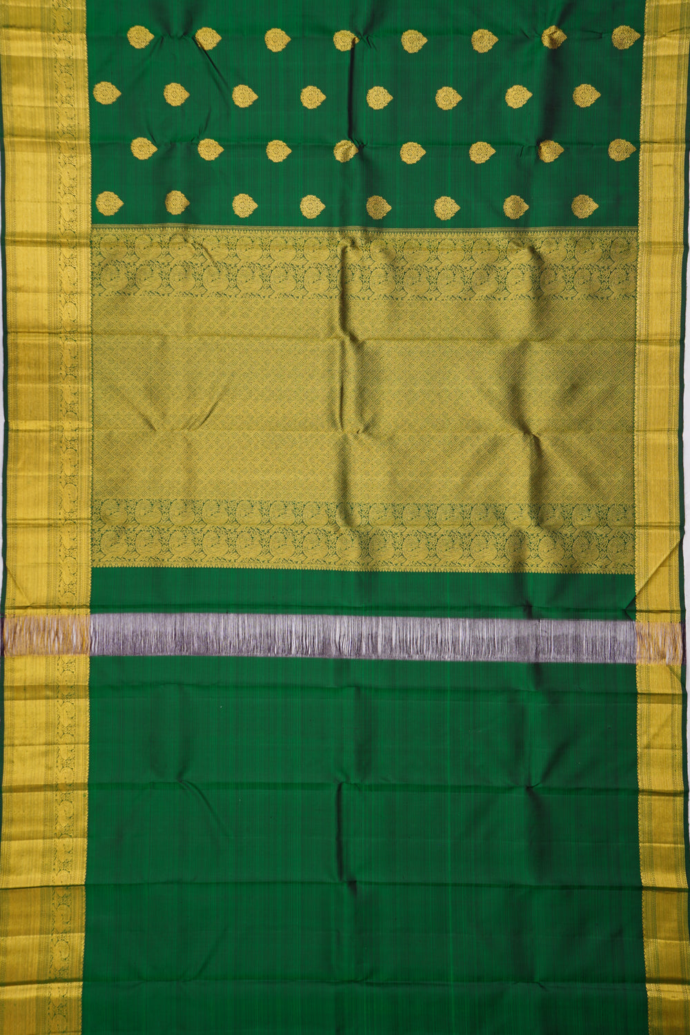 Kanchipuram Silk Butta Bottle Green Saree