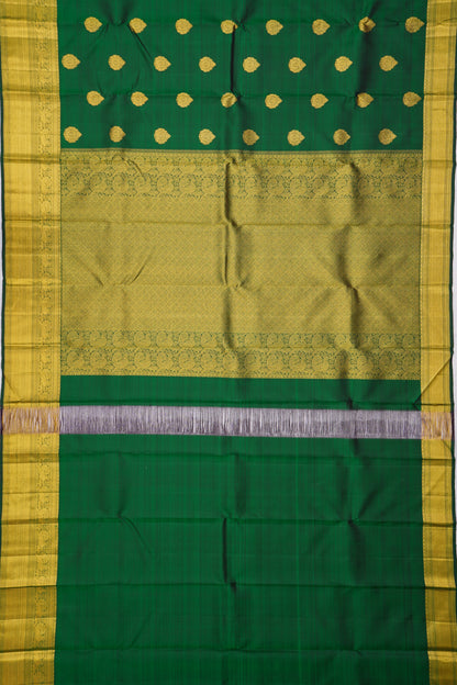 Kanchipuram Silk Butta Bottle Green Saree