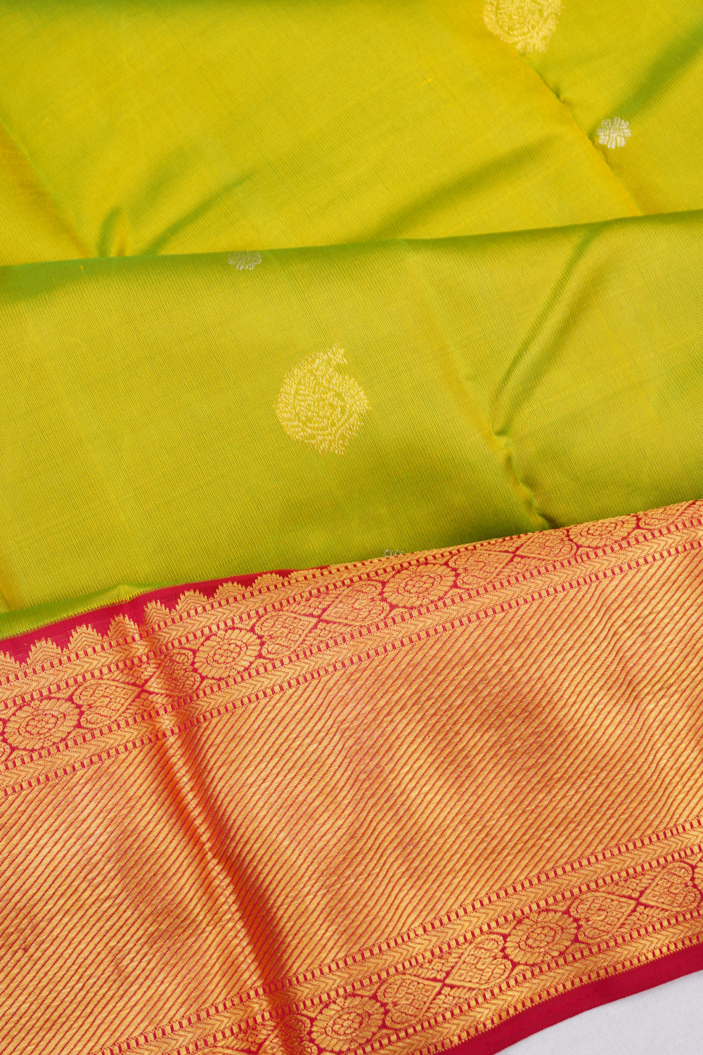 Kanchipuram Silk Butta Parrot Green Saree