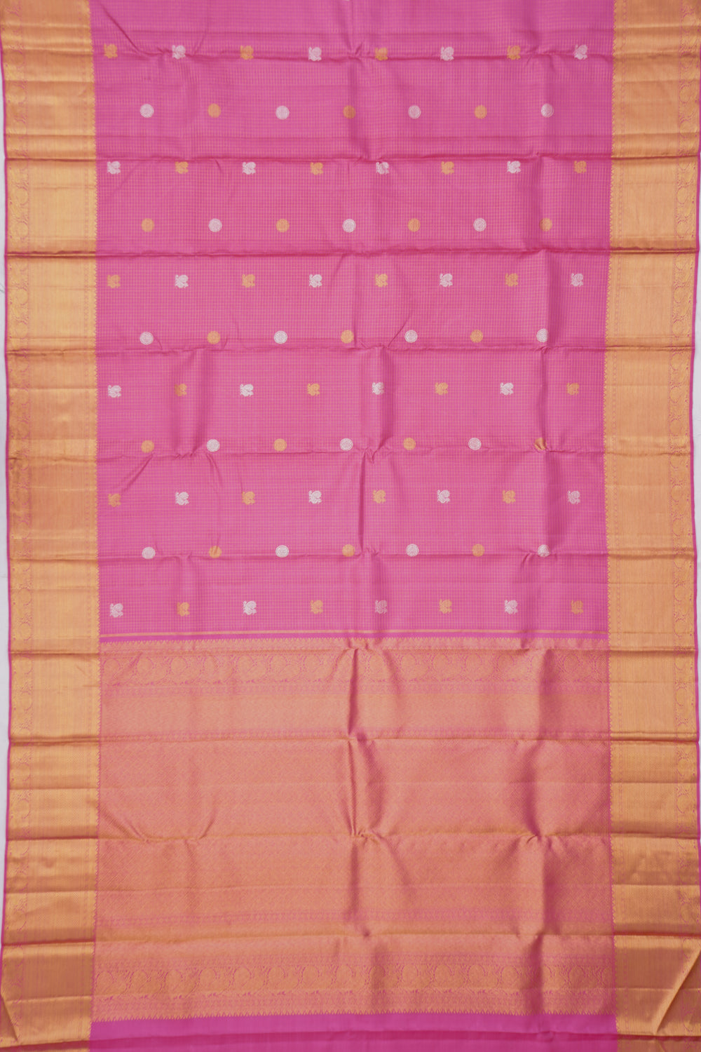 Kanchipuram Silk Checks And Butta Pastel Pink Saree